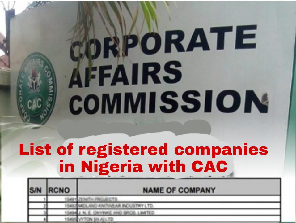 List Of registered companies in Nigeria with CAC